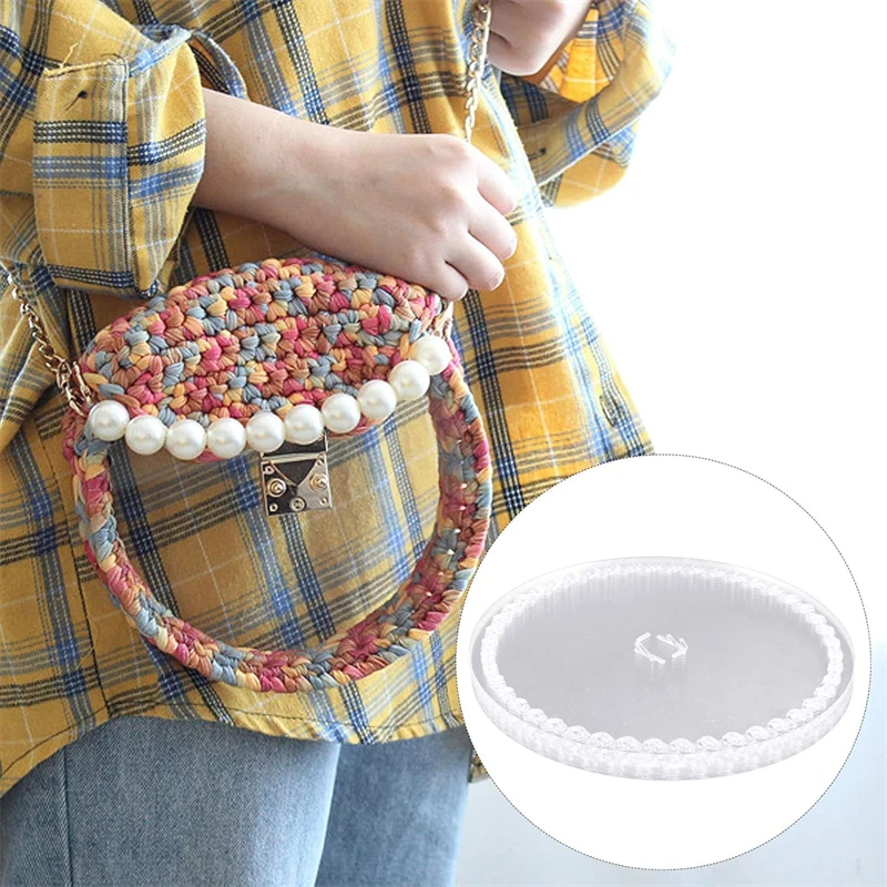 2Pcs 10/12/15/18/20cm Transparent Acrylic Bottom Crochet Bag Making Bottom Mat Cushion Purse Pad Bottom Base DIY Bag Accessories