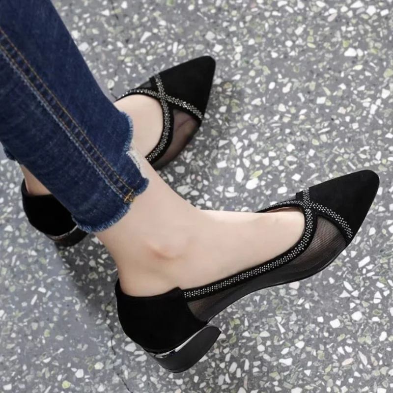 Shoes for Women 2023 High Quality Spring and Autumn Women Pumps Solid Color Sequins PointedToe Shallow Mouth Zapatillas De Mujer