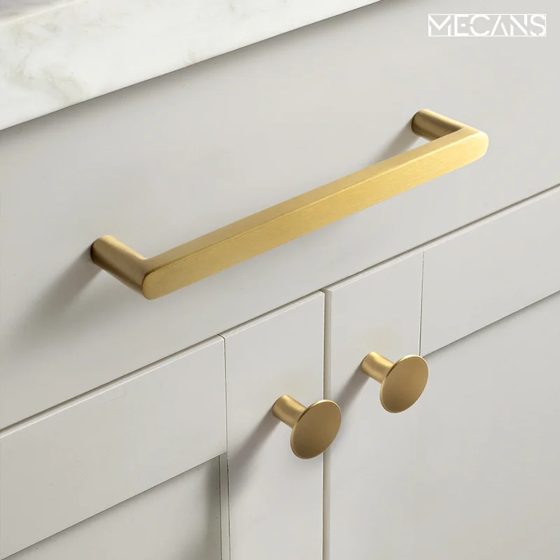 Goo-Ki Modern Gold Knob Pure Copper Kitchen Cabinet Handles Cupboard Door Pulls Drawer Knobs Brass for Furniture Handle Hardware