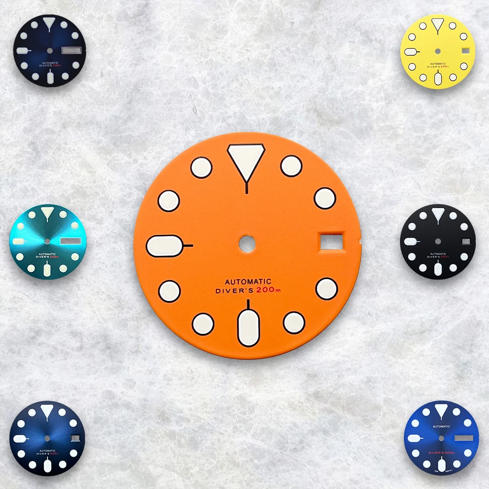 

Yellow/BlacK/Green/Blue 28.5mm S Logo Dial Suitable For NH35/NH36 Japanese Automatic Movement Watch Green Luminous