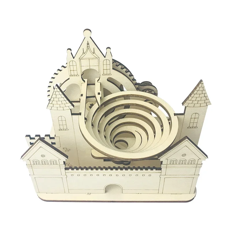 

3D Wooden Puzzles Castle Mechanical Track Ball DIY Puzzles Toys Jigsaw Building Kits for Boys Kids Gifts