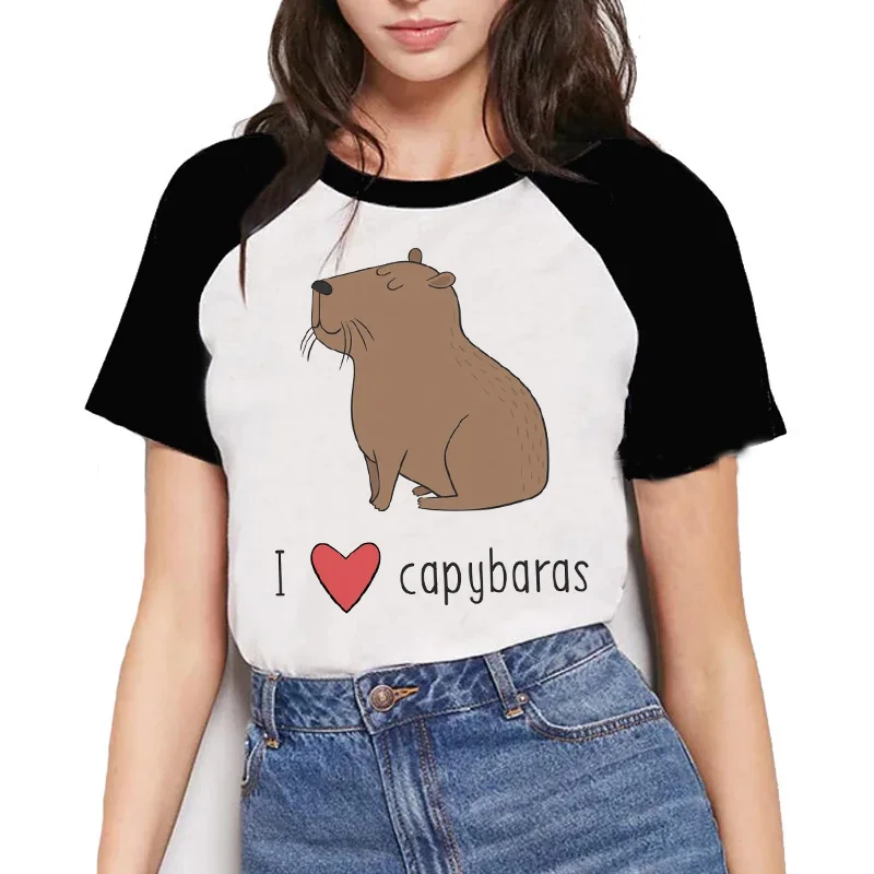 Capybara T Shirt Women Kawaii Tops T-shirt Funny Capibara Fashion Harajuku Tees Tshirt Female Clothes Fashion kawaii Y2k 90s