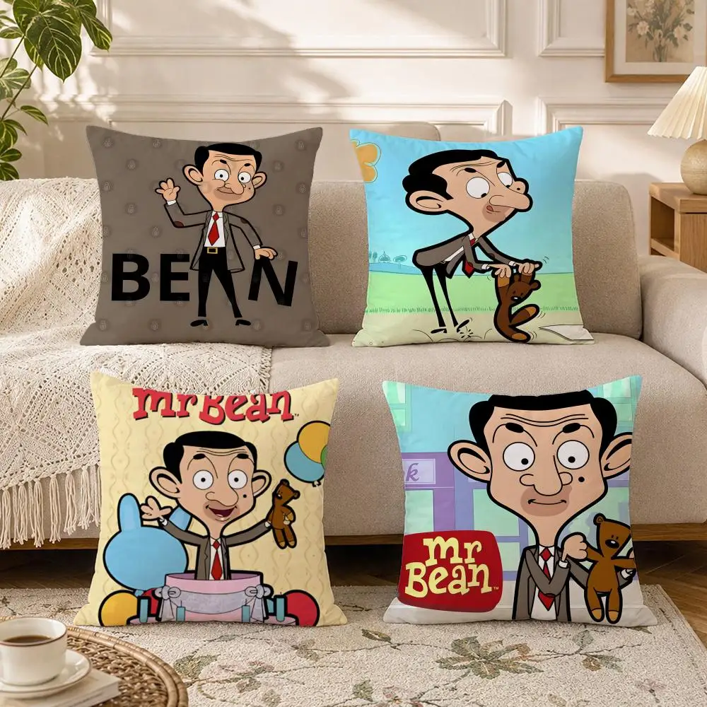 IP-Mr. BeanS Cushion Cover Soft Square Throw Pillow Covers Set for Sofa Bedroom Car Home Decoration