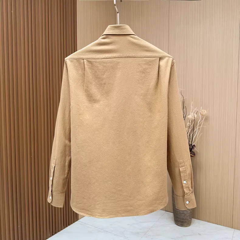 เสื้อเชิ้ตผู้ชายลำลองผ้าฟลานเนลสไตล์อิตาลี