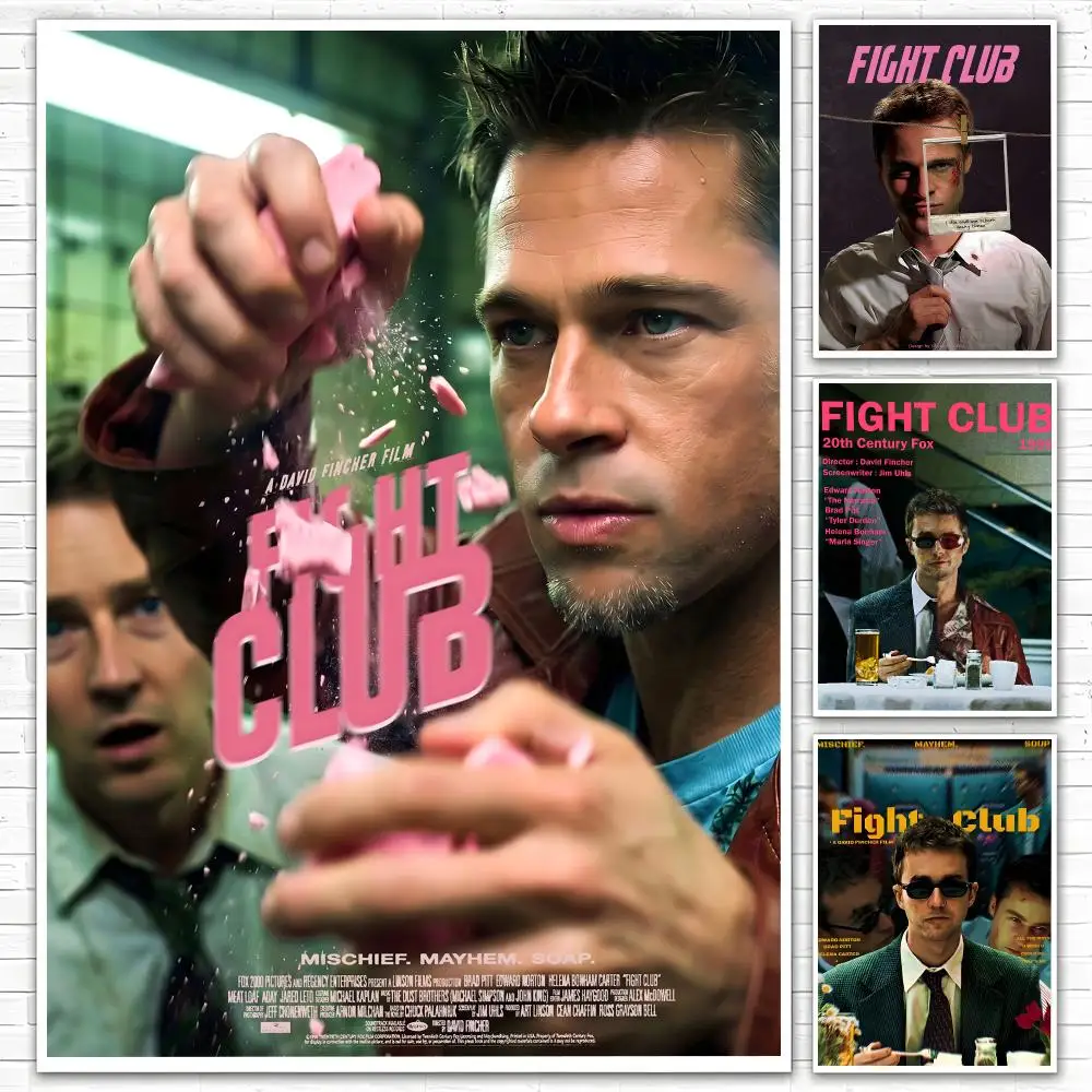 Movie Fight Club Poster Poster All-match HD Waterproof Self-Adhesive Wall Art Sticker For Home Bedroom