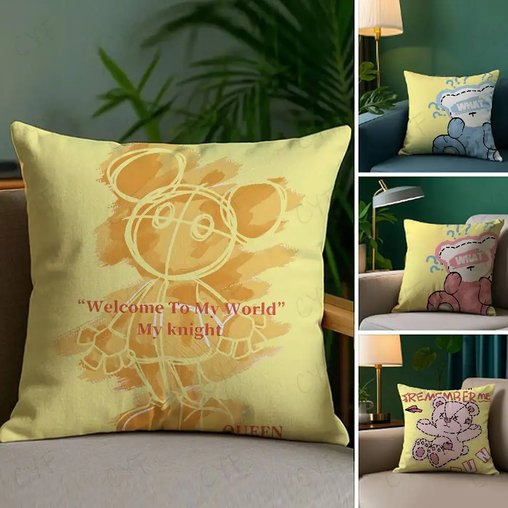 

Cute simple bear Pillow Case Custom Printed Brushed Fleece Pillow, Baby Skin-Touch, Eco-Friendly Dye-Sublimation Cushion for Hom