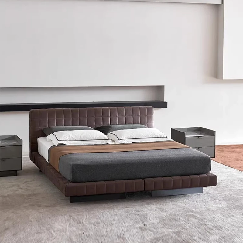 

Modern Fashion Bedroom Bed Decor For Couples Double Beds Soft Backrest Headboard Nordic Design Frame King Bed Room Furnitures