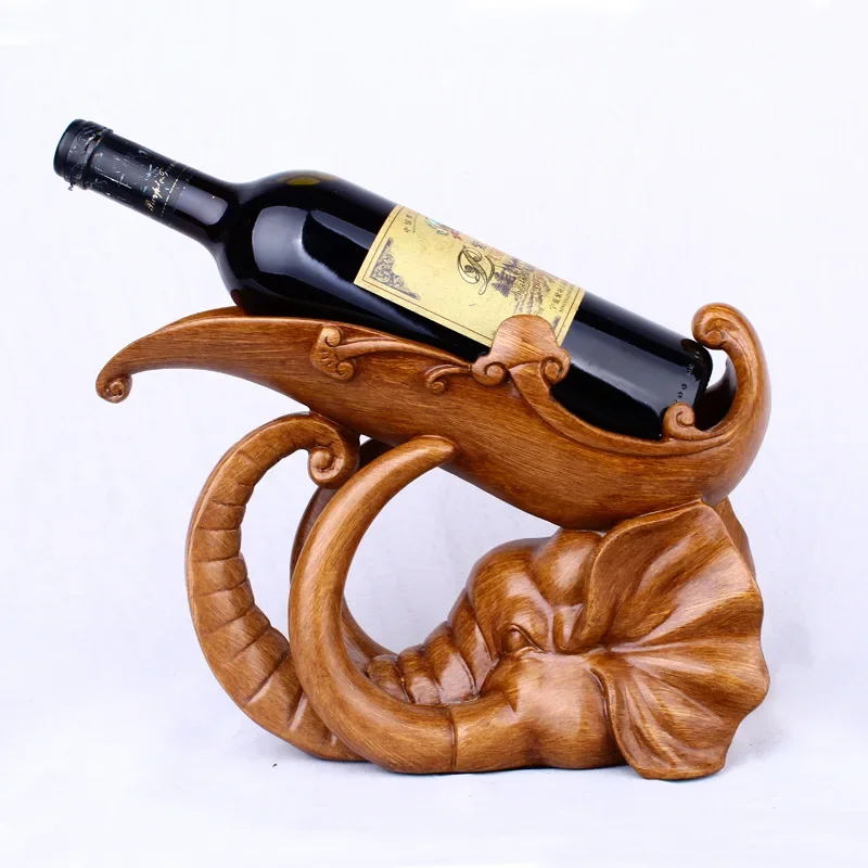 Tableb Kitchen Wine Holder Set Design Champagne Bar Wine Rack Vintage Creative Shelf Bottle Elephant Estanteria Home Garden