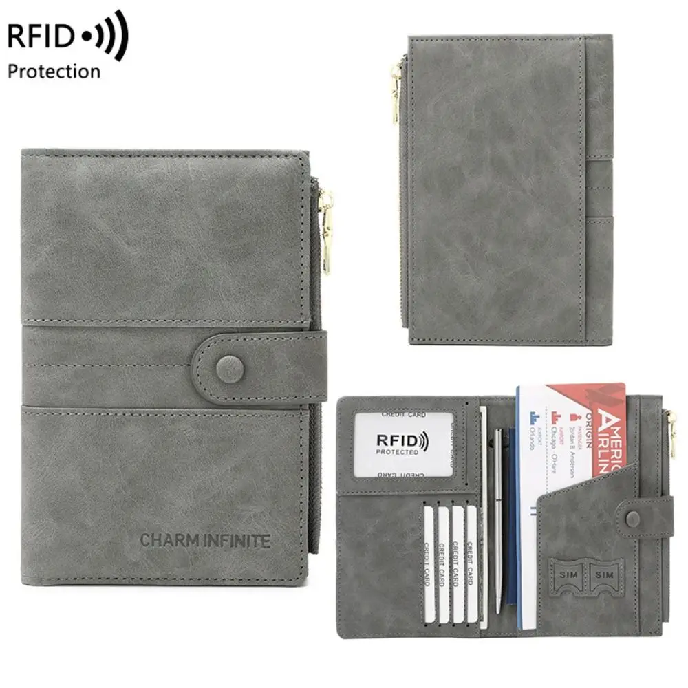 Supporto antifurto certificato di archiviazione accessori da viaggio in pelle PU custodia per carte in PU custodia protettiva per passaporto RFID