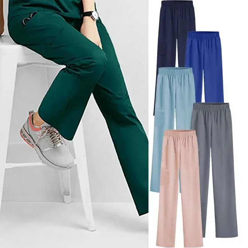 

Elastic Nurse Pants Women's Surgical Gown Pants Summer trousers Black Elastic Waist Large Size Quick-drying Doctor Work Pants