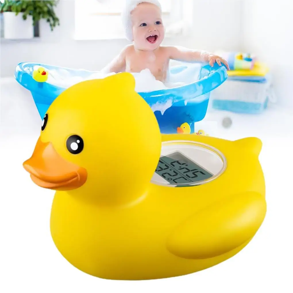 Cartoon Duck Water Thermometer Waterproof Room Shower Sensor LED Warning Alarm Color Coded Heat Indicator Bathtub Thermometer