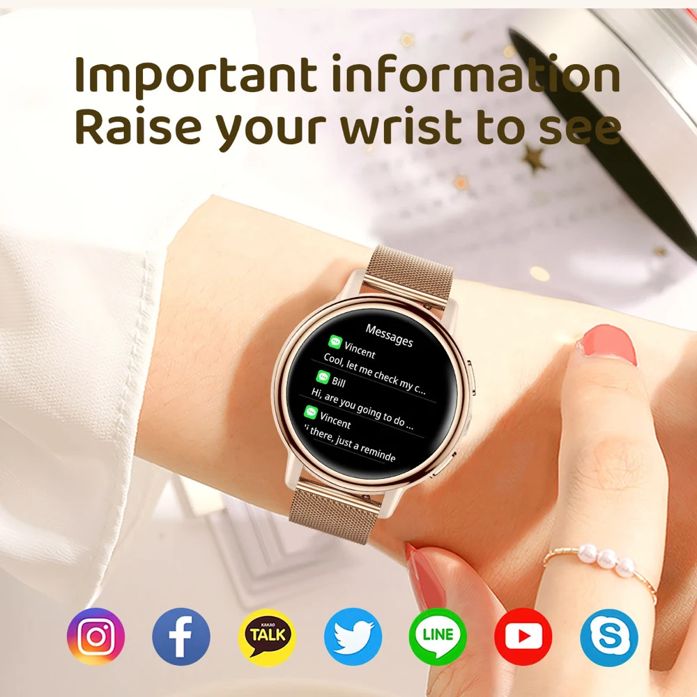 فتاة الساعات الذكية السيدات الرياضة مصباح يدوي مقاوم للماء بلوتوث دعوة ساعة ذكية المرأة 128 متر ذاكرة كبيرة الصحة معدل ضربات القلب