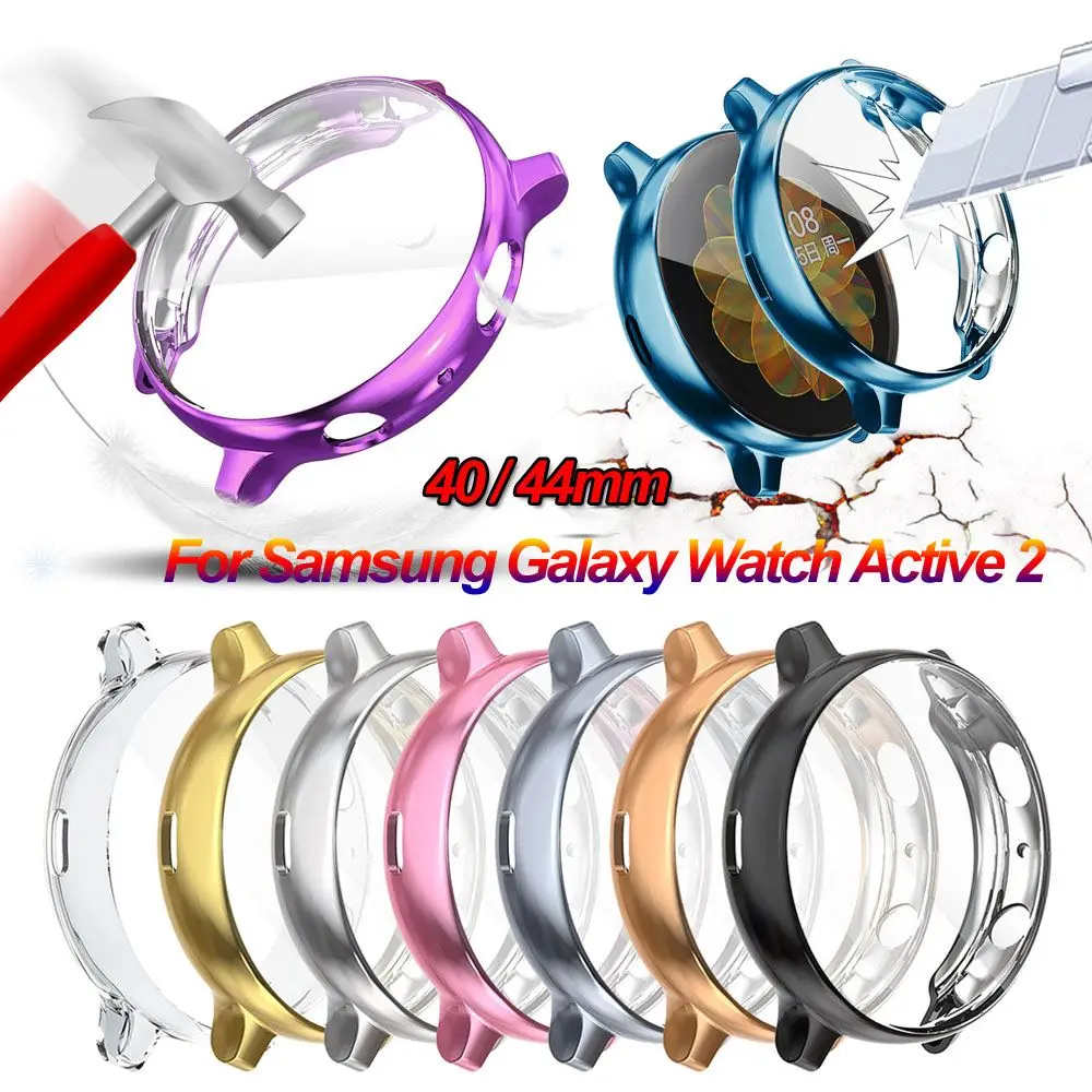 Slim Full Cover 40mm 44mm TPU Watch Case For Samsung Galaxy Watch Active 2 Electroplate Screen Protector