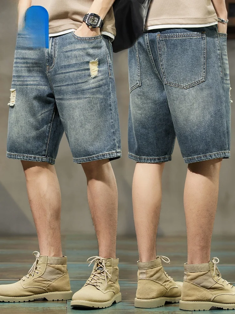 

Jeanswest American Retro Style Seven-Foot Jeans Fashionable Hole Design Slimming Short Pants Youthful Summer Collection