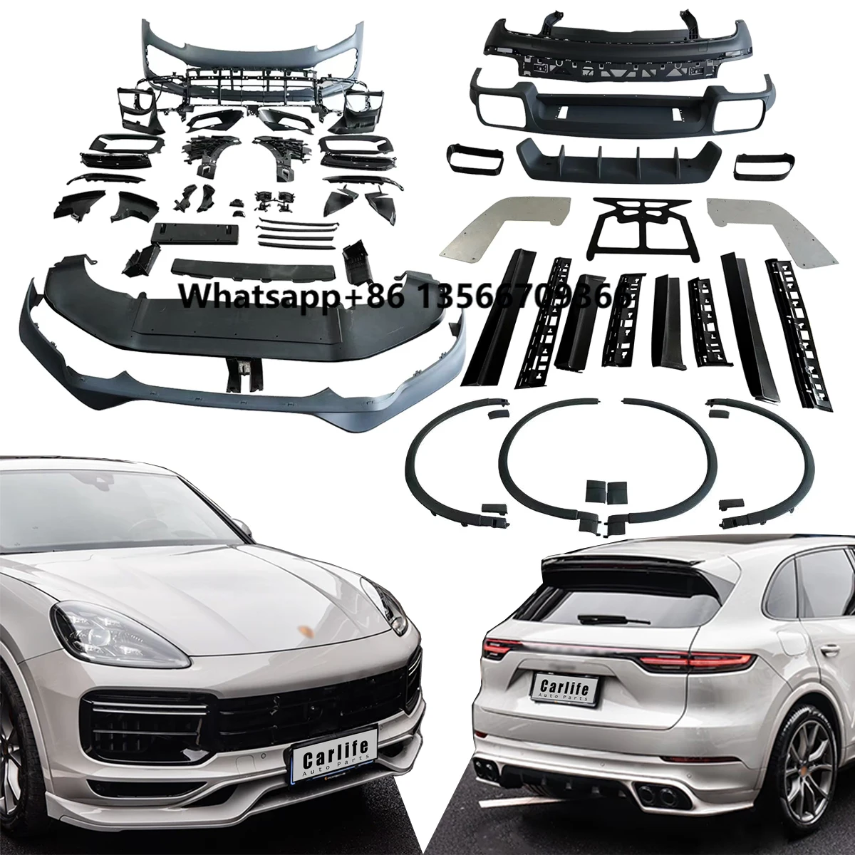 

Hot Sale Car Bumpers Bodykit for Porsche Cayenne 9Y0.1 2018-2023 Facelift to Turbos Style with Tip Exhaust Tkt Parts.