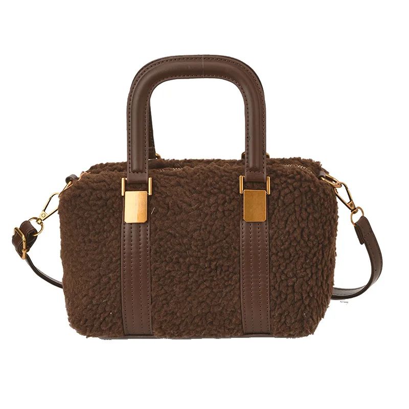 Modna torebka crossbody w kolorze khaki, puszysta, damska, w stylu boho, na ramię, jesienno-zimowa, modna torebka dla kobiet.