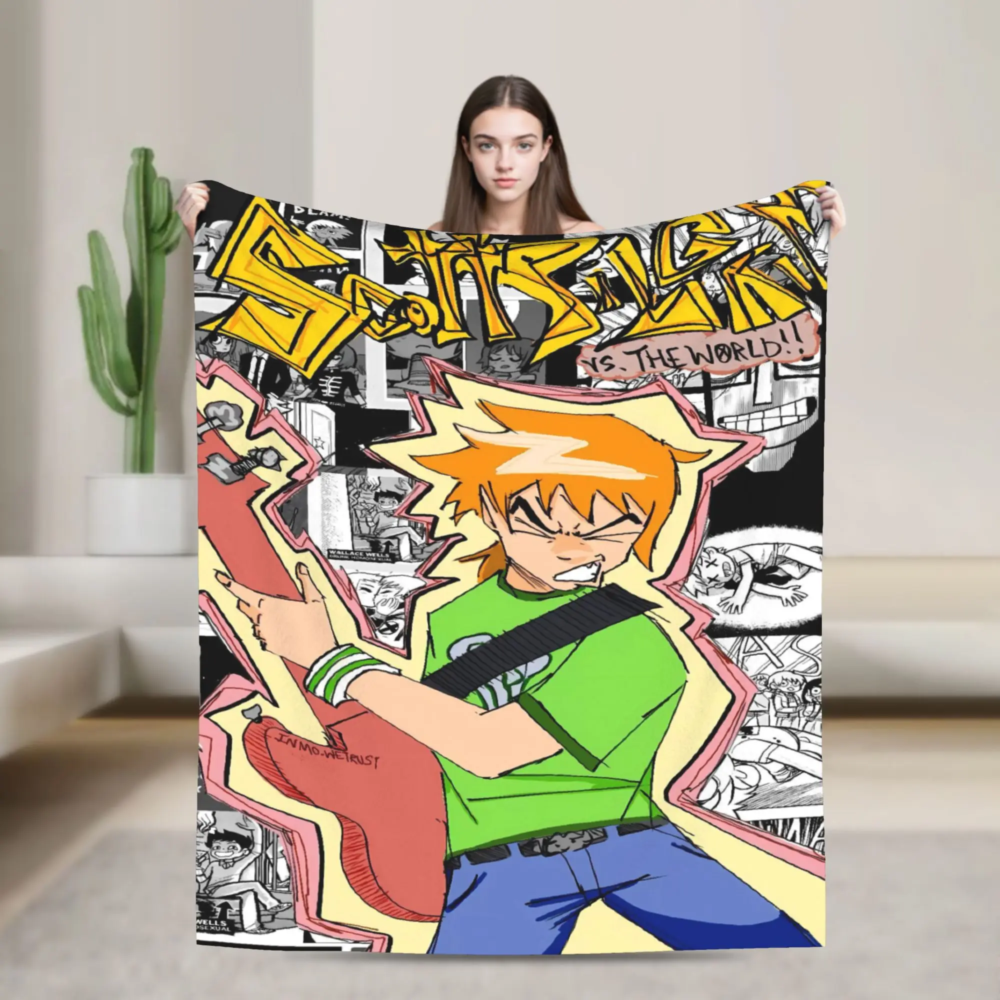 Scott Pilgrim Comic  Plush Blanket Girls Boys  Flannel Throw Blanket For Couch Bed Warm Soft Custom Quality Bedspread Gift Idea
