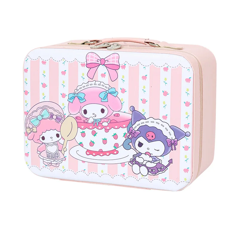 

MINISO Cute PU Kuromi Makeup Case with Mirror Large Capacity Fashion Trend Luxury Brand Cosmetic Organizer for Women Girl