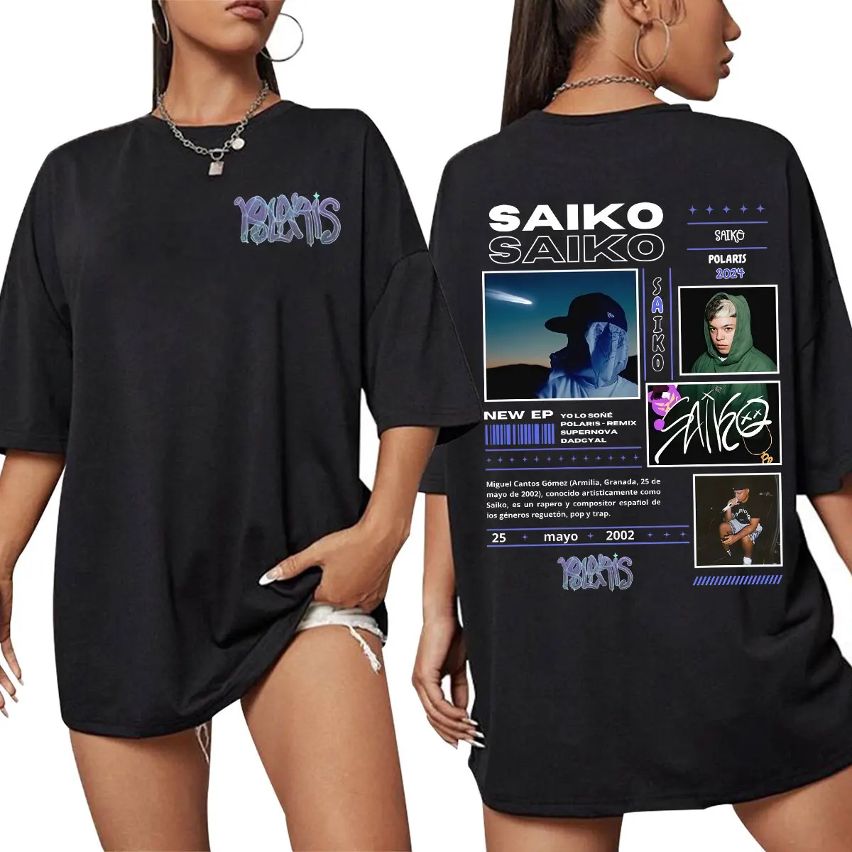 Rapper SAIKO POLARIS Album Tour 2025 T-shirt Men's Women Clothing Cotton Oversized T-shirts Hip Hop Retro Short Sleeve T Shirts