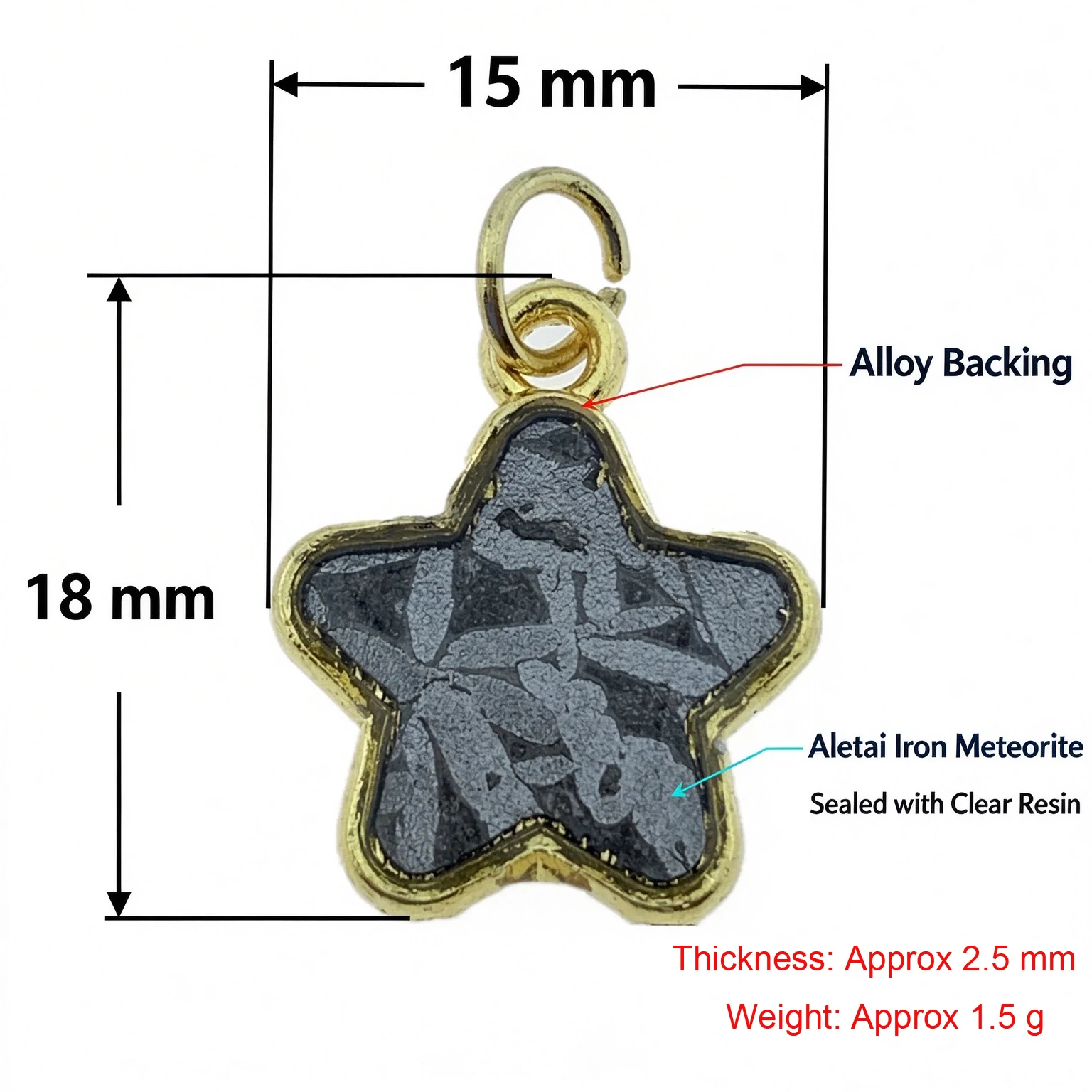 Aletai Iron Meteorite Pendant, Genuine Altai Meteorite, Widmanstätten Pattern, Anti-Oxidation Coating, Cosmic Collectible Gift