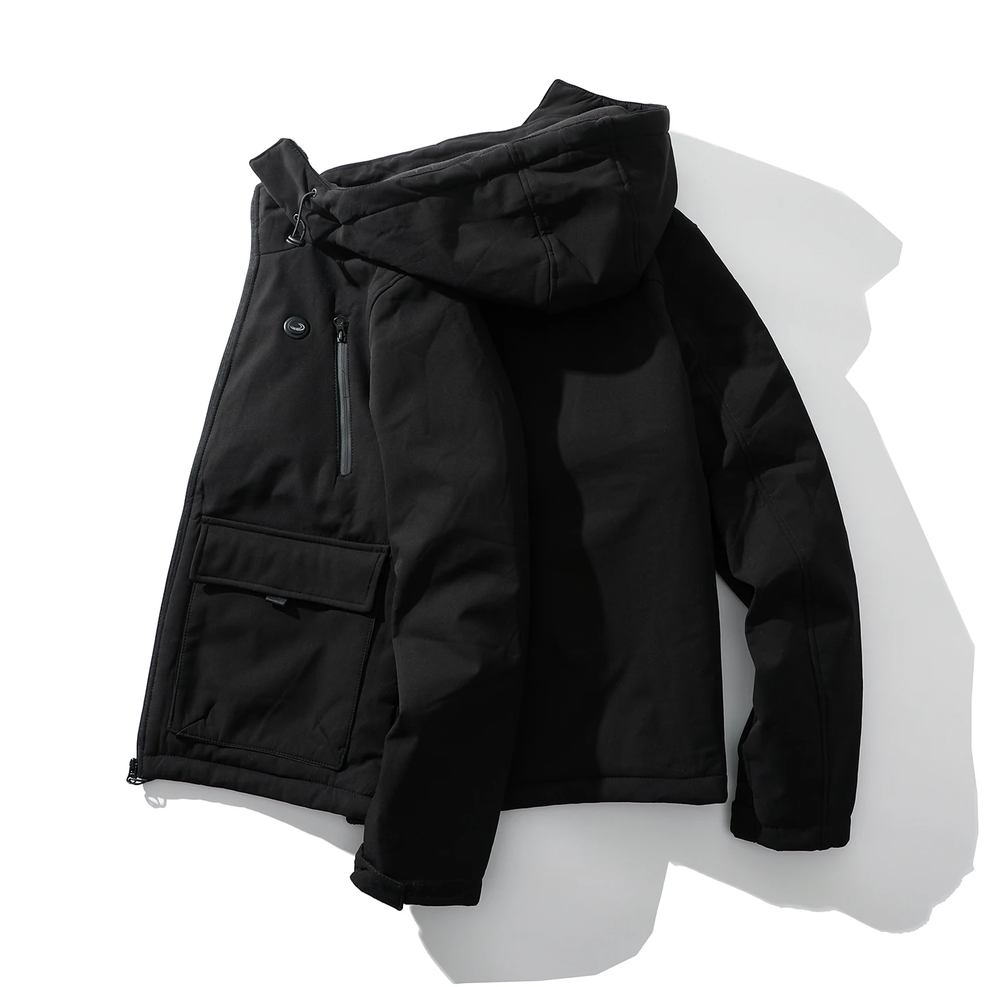 

Мужская зимняя утепленная хлопковая куртка с капюшоном, новая модель, с большими карманами, модный городской стиль, молодежный стандартный крой, теплая