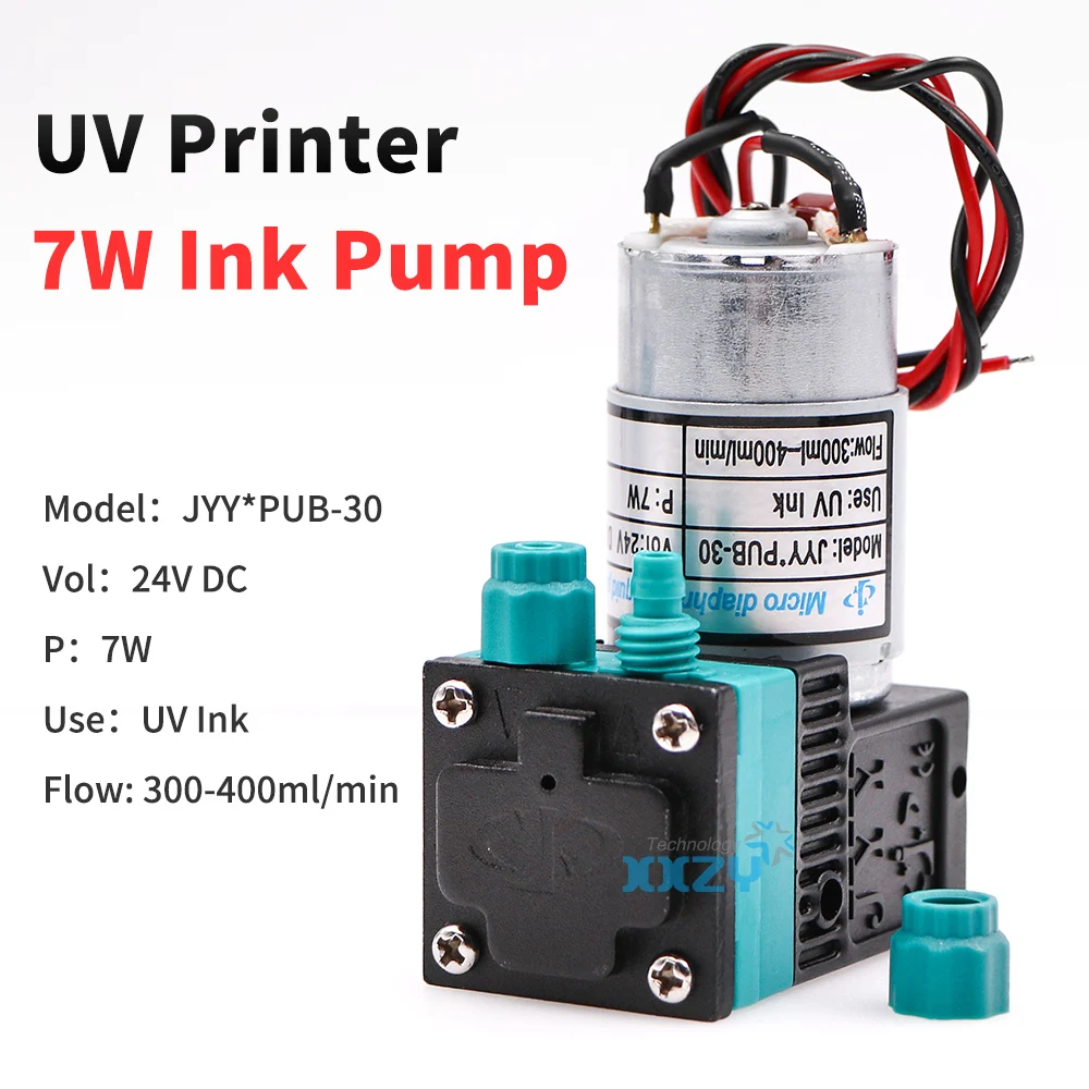 JYY * PUB-30 24V DC 7W UV หมึกขนาดใหญ่สําหรับเครื่องพิมพ์ UV Flatbed Micro ไดอะแฟรมปั๊มของเหลว 300-400 มิลลิลิตร/นาที