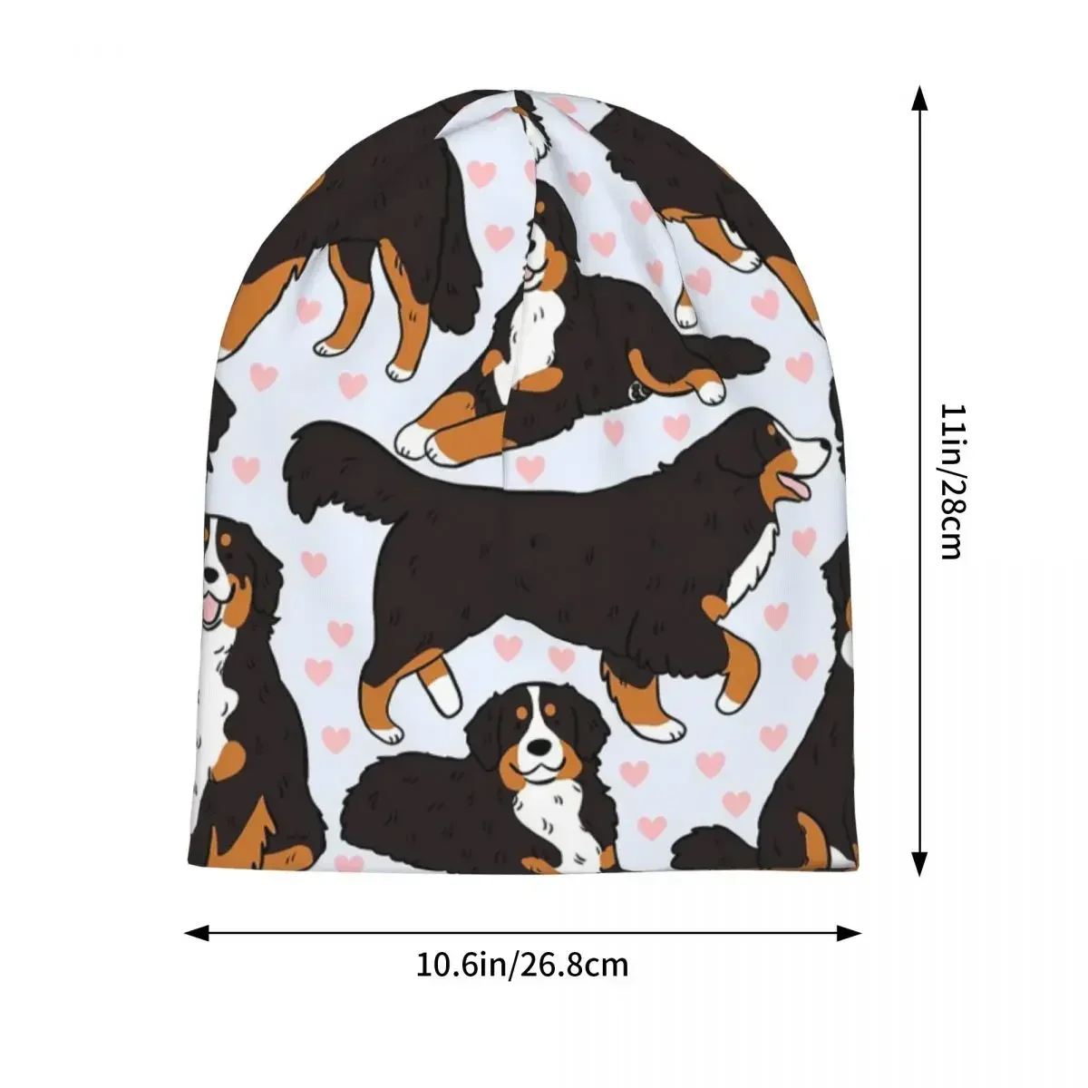 Bernese Mountain Dog Cute Illustration Pattern Men Women Beanies Caps Knitted Bonnet Hat Warm Hip Hop Autumn Winter Skullies Hat