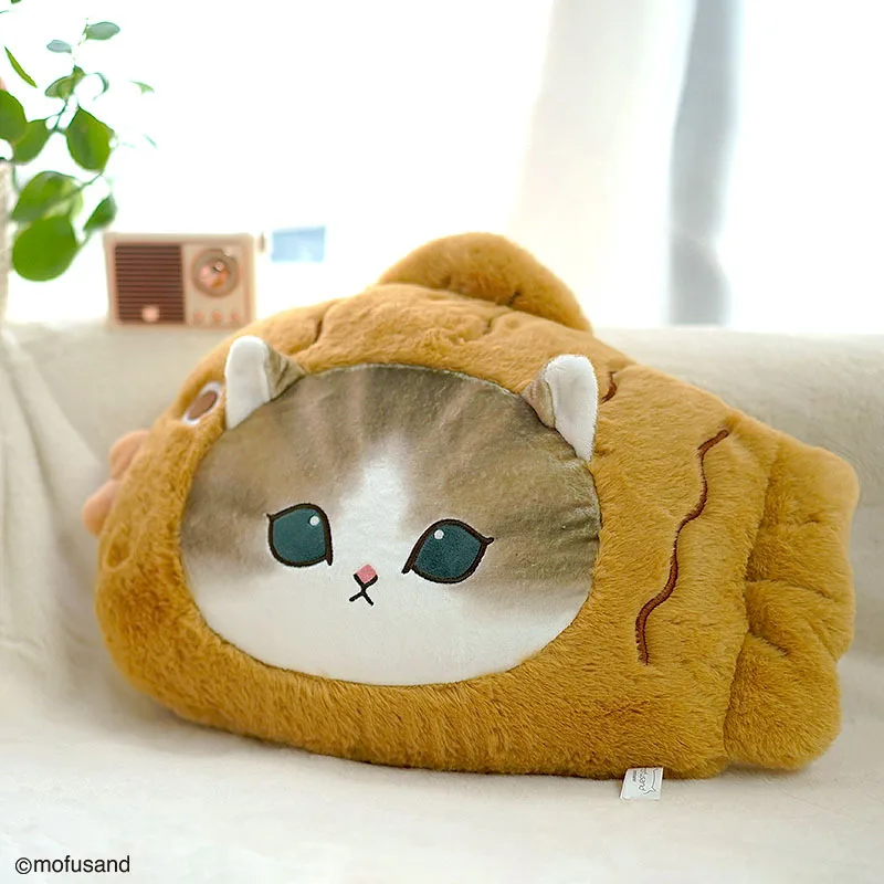 Original Mofusand Cute Soft Pillow Shark Cat Kawaii Stuffed Plush Doll Bread Snapper Grilled Pillow Sofa Decor Kids Gift Toys