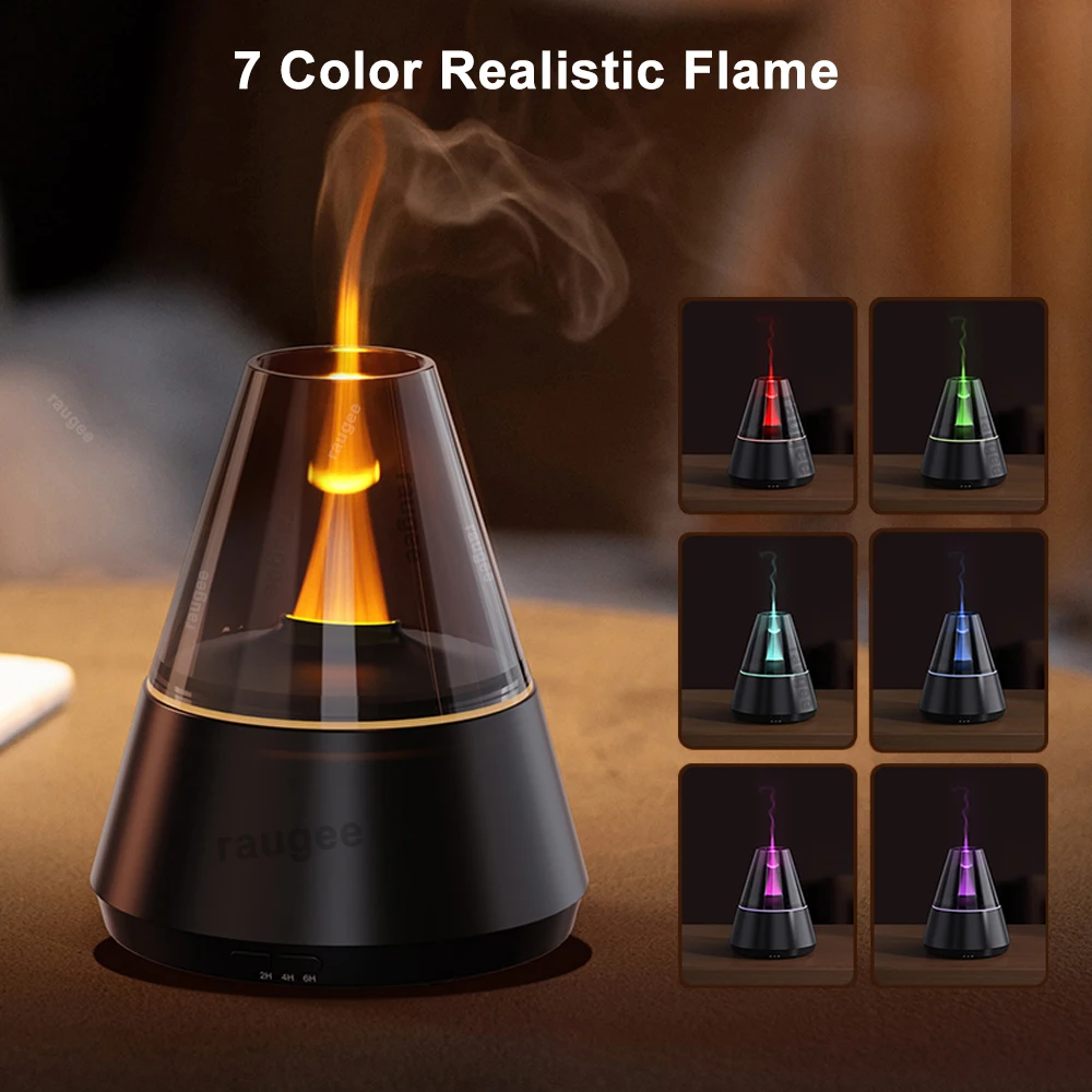 Aroma Air Humidifier Flame Essential Oil Diffuser Home Aromatherapy Humidifier Mini Fragrance Diffuser with Colorful Night Light