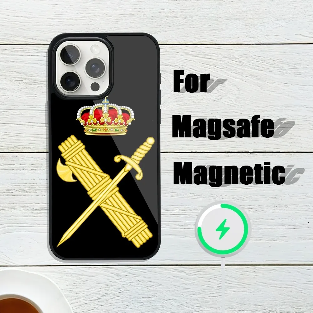 Spanish Civil Guard Emblem Phone Case For iphone 13 Plus 12 14 Mini 11 Max 15 Pro Magsafe Magnetic Wireless Charging Shell