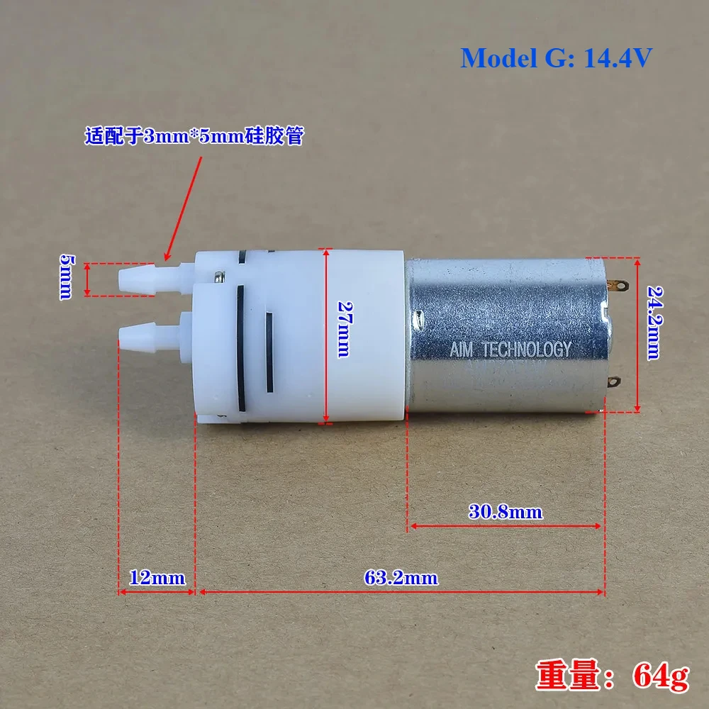 1PC Micro 370 Motor Waterpomp DC 6V/12V/14.4V/24V Zelf-aanzuigende membraanwaterpomp Zuigwaterstroomregelpomp voor tank