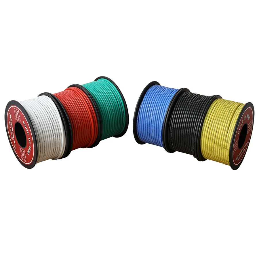 30m Soft Silicone Insulator UL3132 22 AWG Electrical Wire Tinned Copper Stranded Hook-up Wire 300V 6 Colors for DIY Toys Lamp