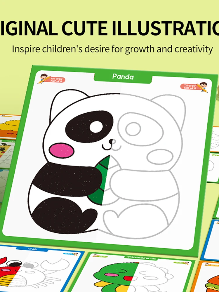 Children's Creative Coloring Book - Half-Coloring, Animals, Ocean, Character Patterns, Fun Graffiti Art Activities, Early Learning Classroom Supplies, Perfect Gift for Students to Color, Children's Coloring Book