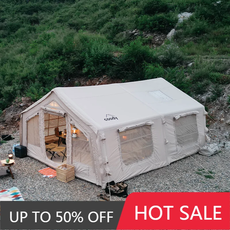 Beige Coody Familia 17.2 Four-Season Inflatable Tent Spacious Luxury Glamping Shelter Fit 5-8 People Family Camping