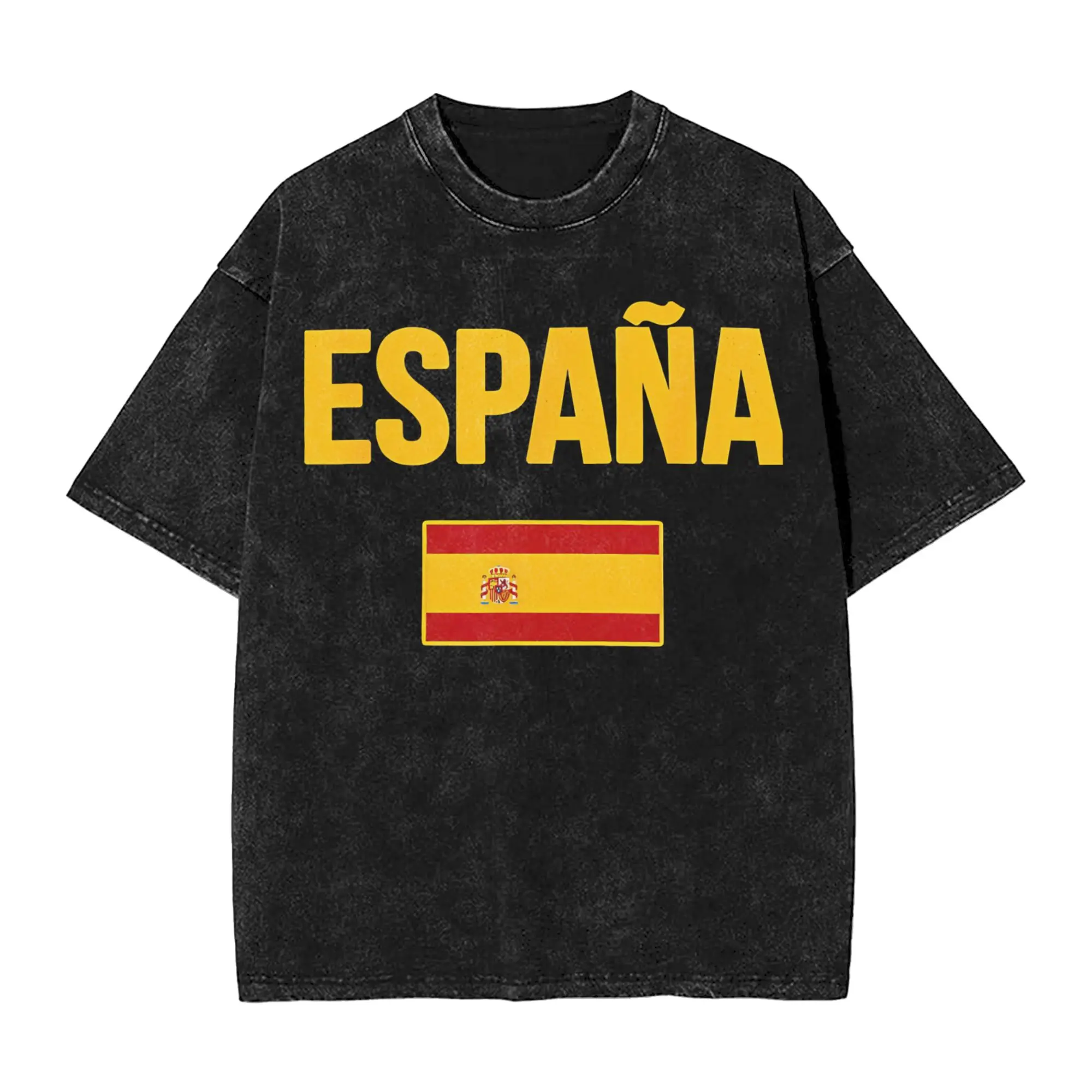 Harajuku Washed Shirts Make Spain Great Again Accessories Vintage T Shirt Oversize  Streetwear Cotton Printed Tee Shirt