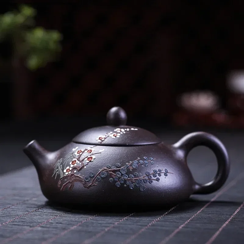 

Yixing Tea Pot Purple Clay Stone Scoop Teapot Chinese Famous Handmade Set Kettle Teaware Custom Ceremony Gift 160ml