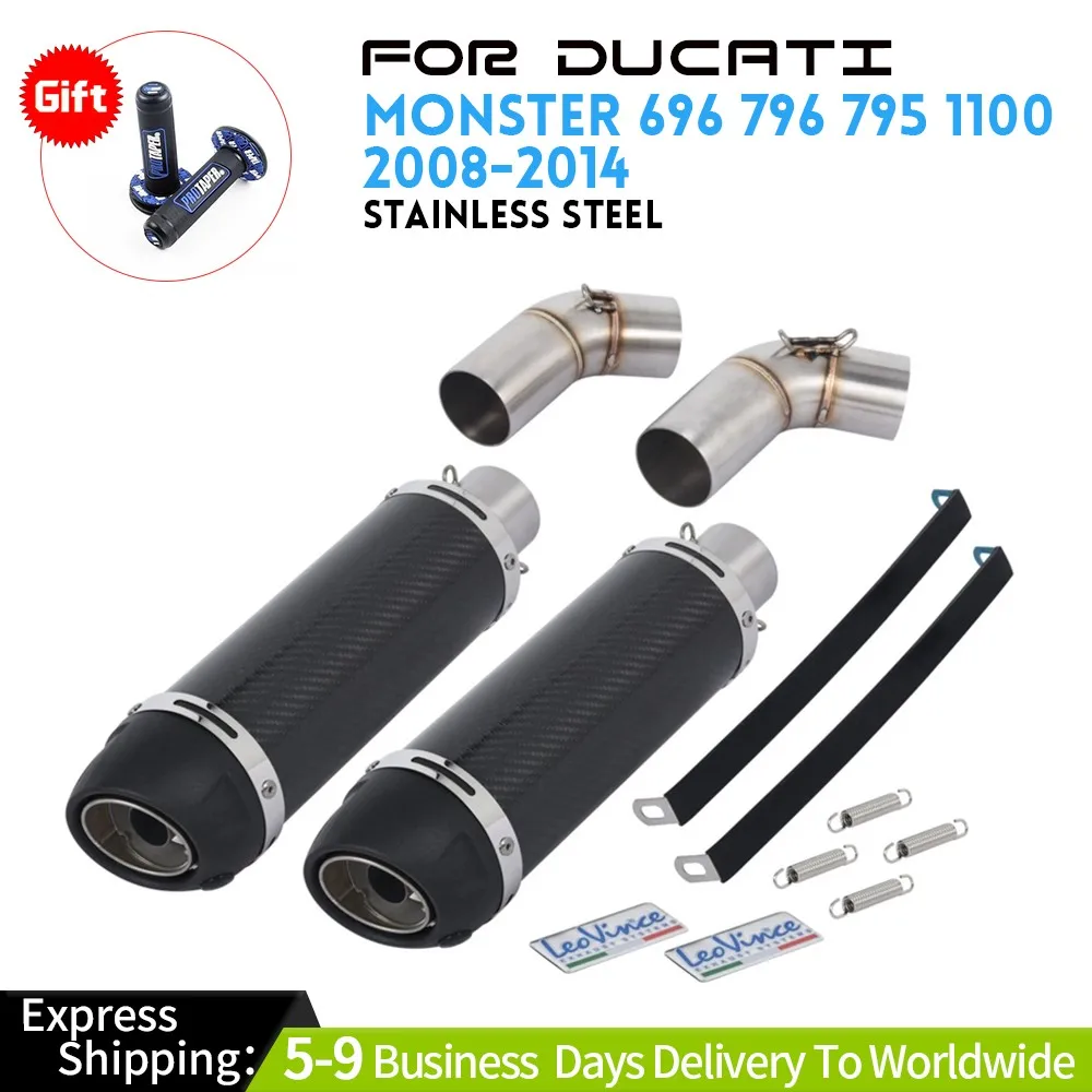 

Slip For Ducati Monster 696 695 795 796 1100 Carbon Muffler Exhaust Mid Pipe