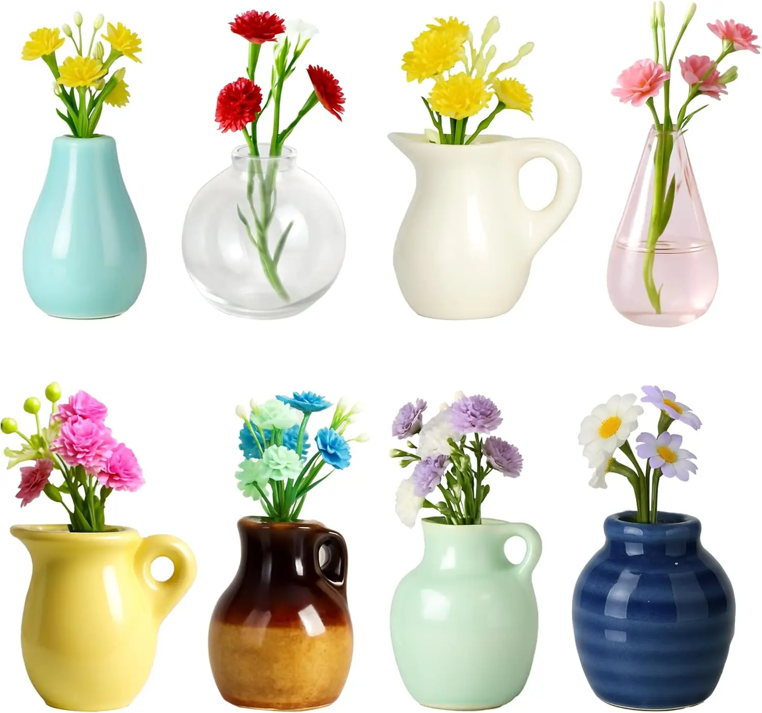 

Mini Ceramic Vase Magnets for Fridge, Cute Tiny Plant Vase Fridge Magnets for Kitchen Refrigerator Office Locker Decoration with