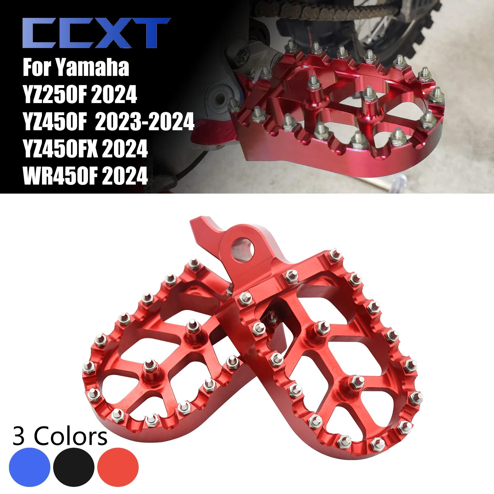 

Motorcycle CNC Aluminum Footrest Pedals Foot Pegs For Yamaha YZ250F YZ450FX WR450F 2024 YZ450F 2023-2024 YZF250 YZF450 WRF450