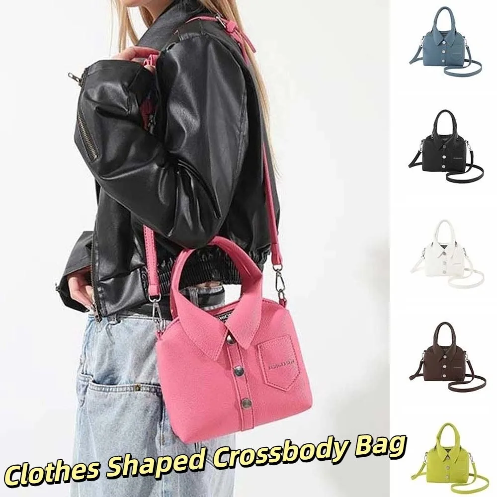 

Elegant Clothes Shaped Crossbody Bag PU Leather Creative Square Compact Shoulder Bag Waterproof Shirt Shaped Women Handbag