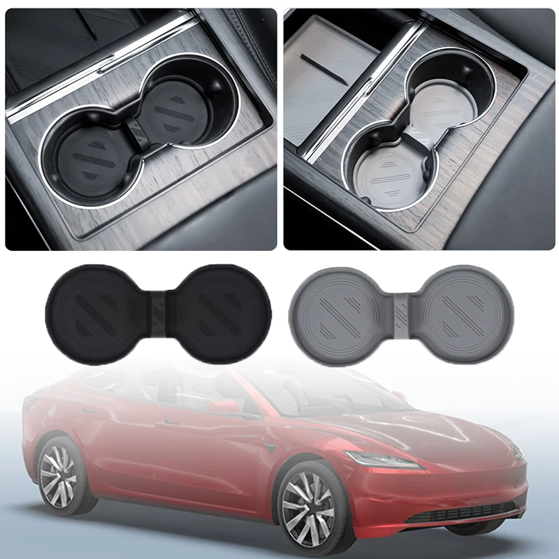 Tapete de silicone antiderrapante para Tesla modelo 3, copo de água Central, almofada de bebida, novos acessórios interiores, High Land, 2024