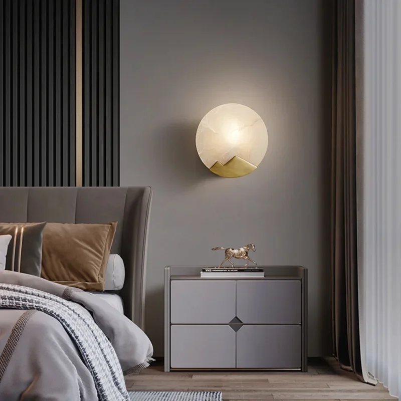 

Nordic simple marble living room wall lamp bedroom bedside personalized stairs balcony
