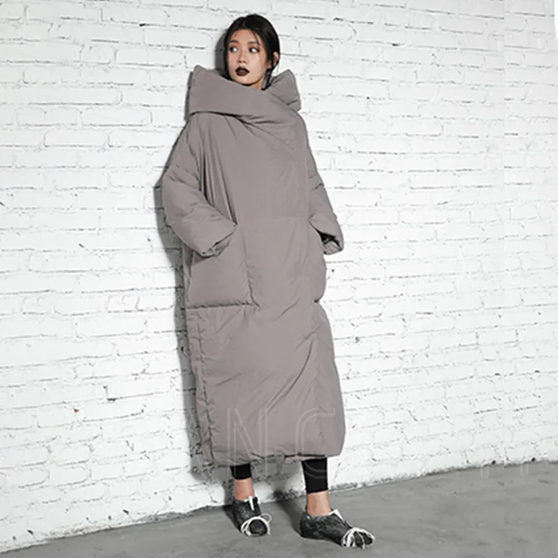 Luxury High Quality 90% White Duck Down Coat Warm Winter Womens Plus Size Down Jacket Long Trench Coat Thick Oversized Outerwear