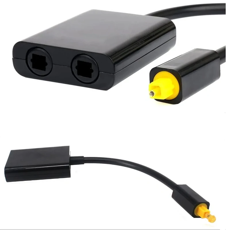 Square Optical Fiber 1 One Male 2 Two Female Adapter Splitter Digital Toslink Male Double Female Audio Connector Divide Into Two