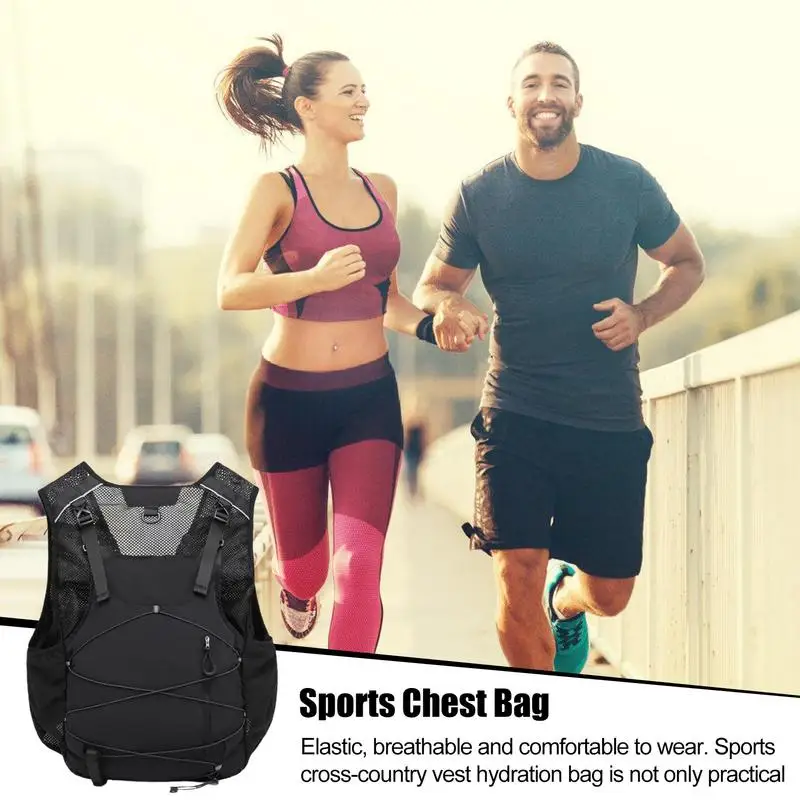 Chest Pack น้ําหนักเบา Daypack เสื้อกั๊กกีฬายูทิลิตี้ Chest Pack พร้อมที่วางโทรศัพท์ในตัวสําหรับออกกําลังกายวิ่งขี่จักรยาน