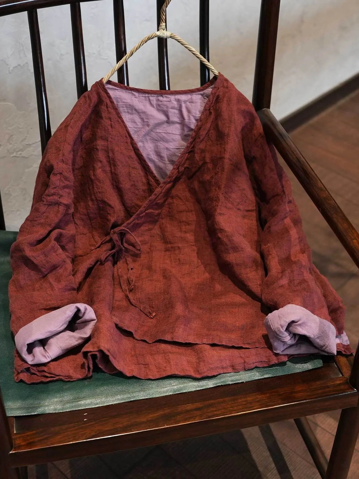 

Bancheng Original Design 328 Colors Woven Texture Linen Double Layer Versatile Long Sve Women's irt Spring Autumn Cardigan