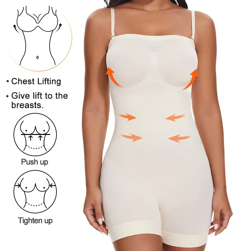 MISSMOLY Womens Strapless Shapewear Bodysuits Tummy Control Butt Lifter Full Body Shaper Slimming Overbust Corset Jumpsuits