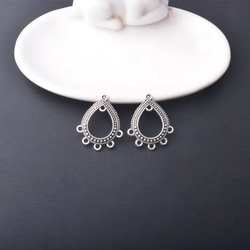 12 Stück/Set Legierungs-Ohrringverbinder mit 3-5 Löchern, antiksilberfarbene Charms, Schmuckzubehör, Boho-Anhänger, DIY-Ohrringe für Frauen – Detail 10