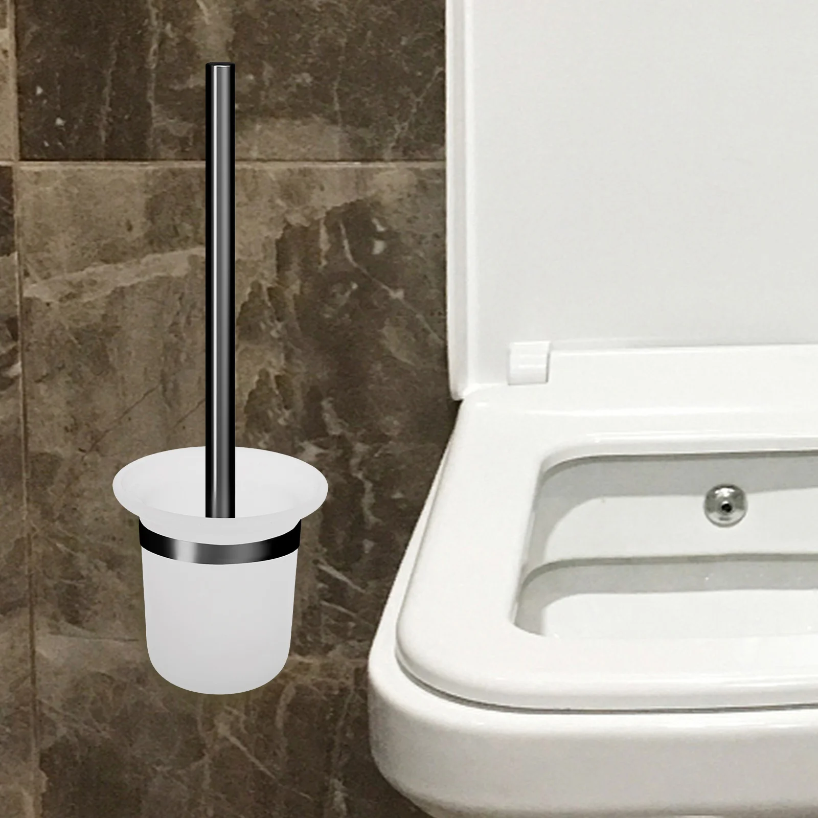 حامل فرشاة المرحاض المثبت على الحائط، كوب زجاجي بلوري، ملحقات ديكور الحمام، رف موفر للمساحة للفرشاة الصحية و