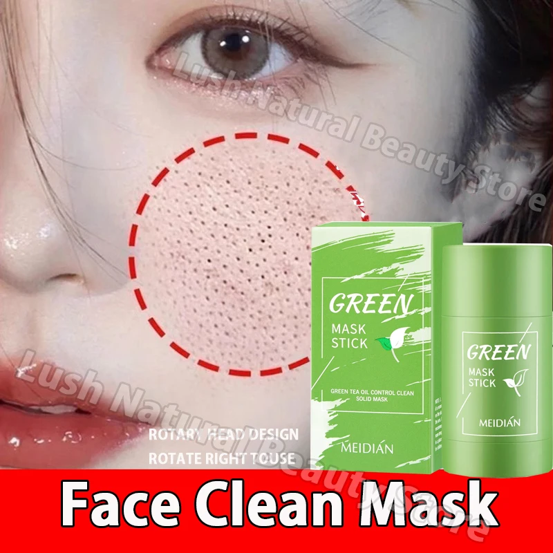 Face Clean Mask Green Tea Cleansing Stick Mask Shrink pores Deep Blackhead Remover facial Cleansing Moisturizing Mask 40g